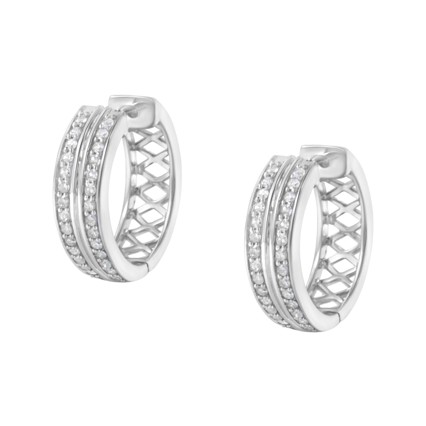 10K White Gold Diamond Hoop Earring (1/2 cttw, I-J Color, I2-I3 Clarity)-3