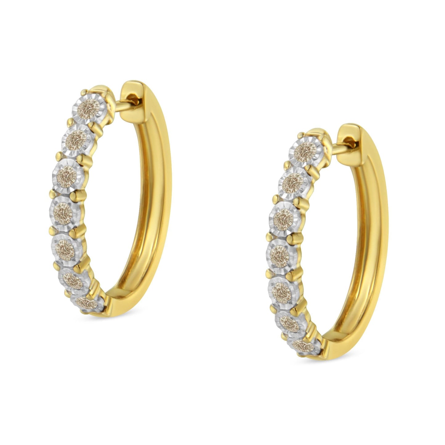 10KT Two-Toned Gold Diamond Hoop Earring (1/2 cttw, J-K Color, I2-I3 Clarity)-3