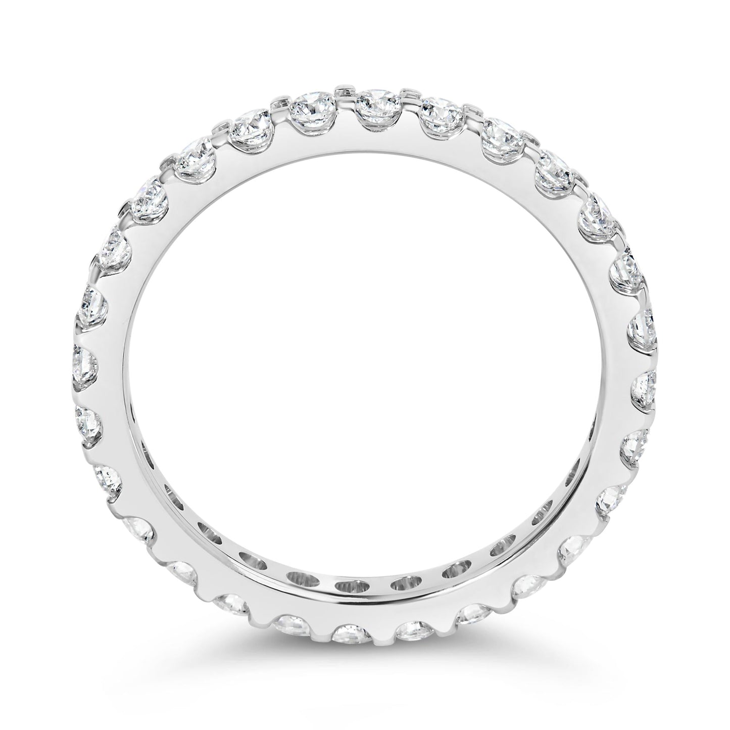 14K White Gold Shared Prong Set Round Diamond Eternity Band Ring (G-H Color, SI1-SI2 Clarity)