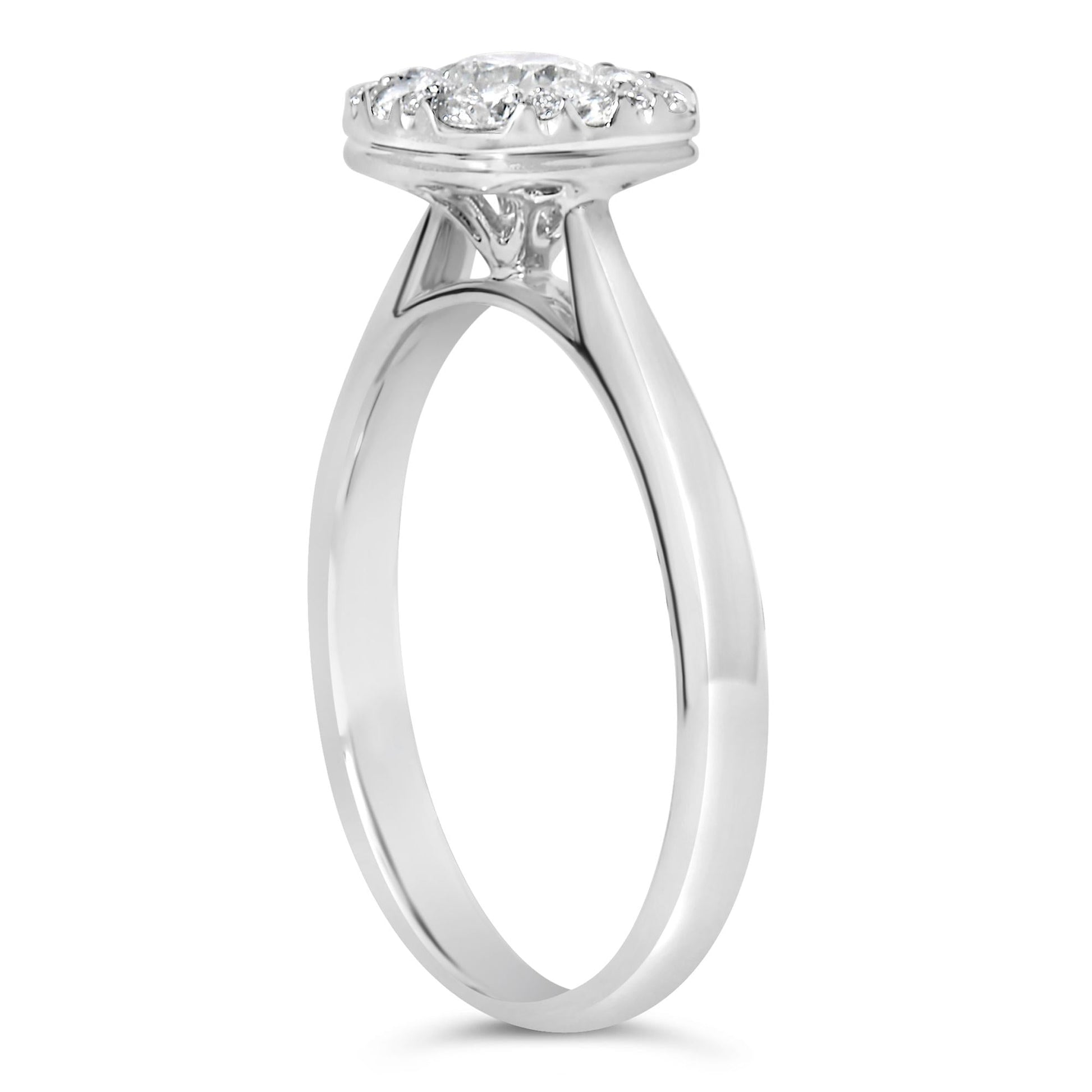 14K White Gold 3/4 Cttw Diamond Halo 9 Stone Bridal Engagement Ring (H-I Color, VS2-SI1 Clarity)-3