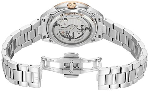 Bulova Ladies' Classic Diamond 3-Hand Automatic in Stainless Steel, Mother-of-Pearl Dial and Open Aperture Dial