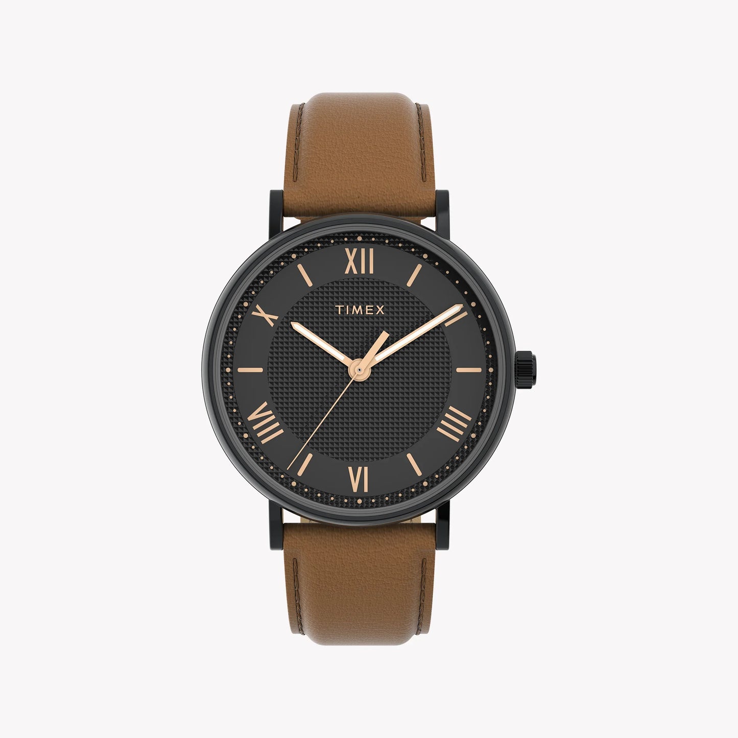 TIMEX SOUTHVIEW BLACK & TAN - ELEGANT VEGAN LEATHER MEN’S WATCH-0