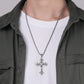 Stainless Steel Cross Pendant Necklace Men'S Lord'S Prayer Necklace Square Chain 22 24 Ihes