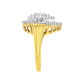 10K Yellow Gold 1.0 Cttw Round and Baguette Cut Diamond Oval Shaped Cluster Ring (I-J Color, I1-I2 Clarity)-4