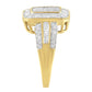 10K Yellow Gold Round and Baguette-Cut Diamond Cluster Ring (1.0 Cttw, I-J Color, SI1-SI2 Clarity)-4