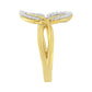 10K Yellow Gold 3/8 Cttw Round and Baguette-Cut Diamond Leaf Cocktail Ring (I-J Color, I1-I2 Clarity)-4