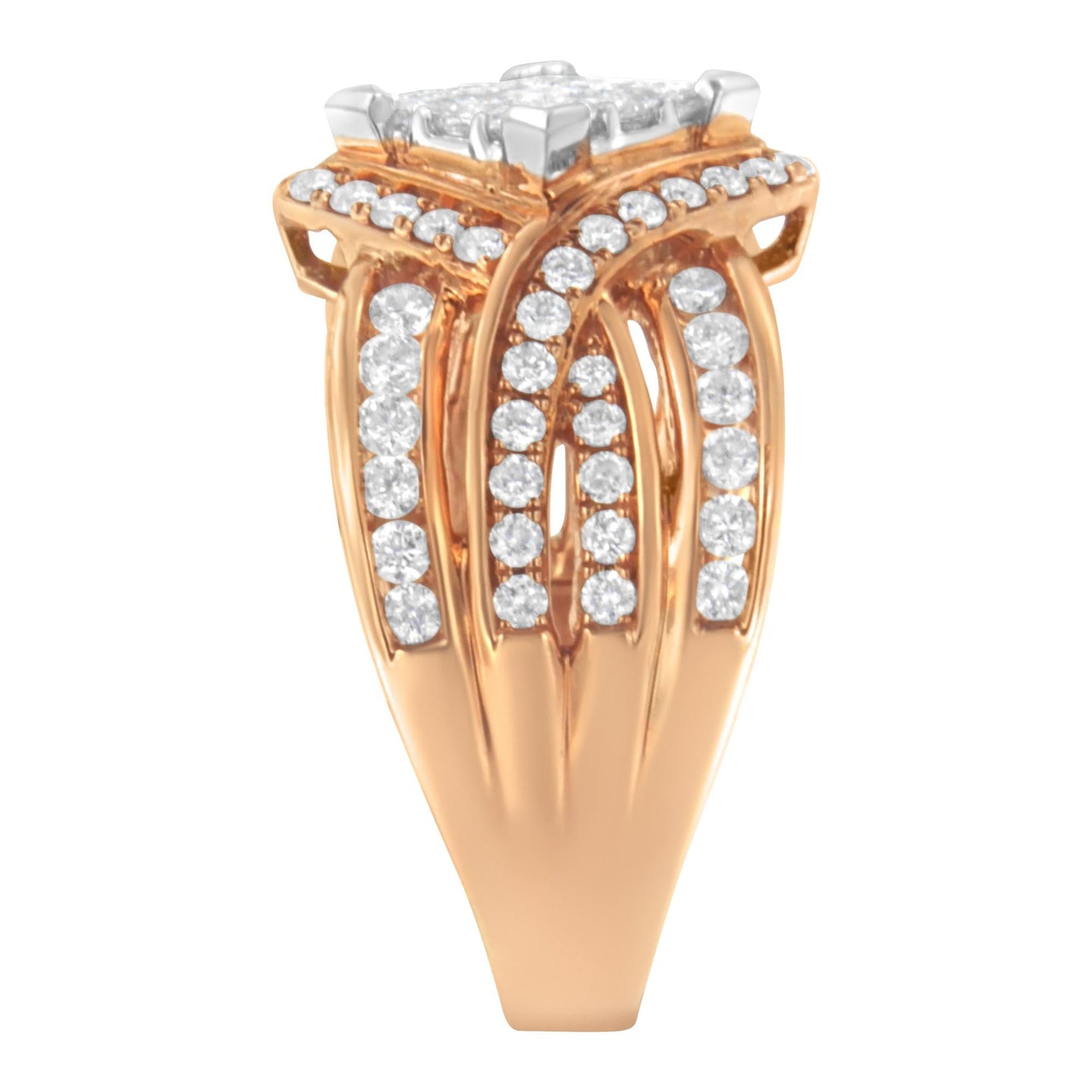 Two-Tone 10KT Gold Diamond Bypass Cocktail Ring (1 1/2 cttw, H-I Color, I1-I2 Clarity)-4