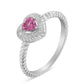 .925 Sterling Silver 4MM Pink Sapphire Heart and Diamond Accent Heart Ring (I-J Color, I2-I3 Clarity)