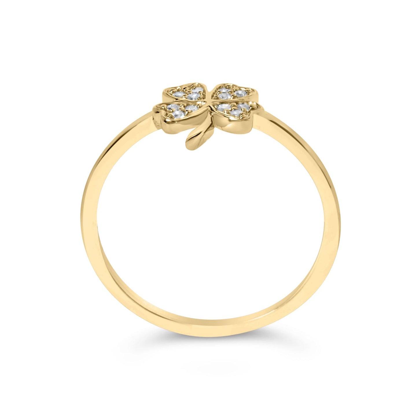 10K Yellow Gold Diamond Accent 4 Leaf Clover Ring (H-I Color, I1-I2 Clarity)-4