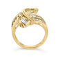 14K Yellow Gold 1 1/3 Cttw Channel Set Diamond Bypass Cocktail Ring (J-K Color, I1-I2 Clarity) - Ring Size 7-4