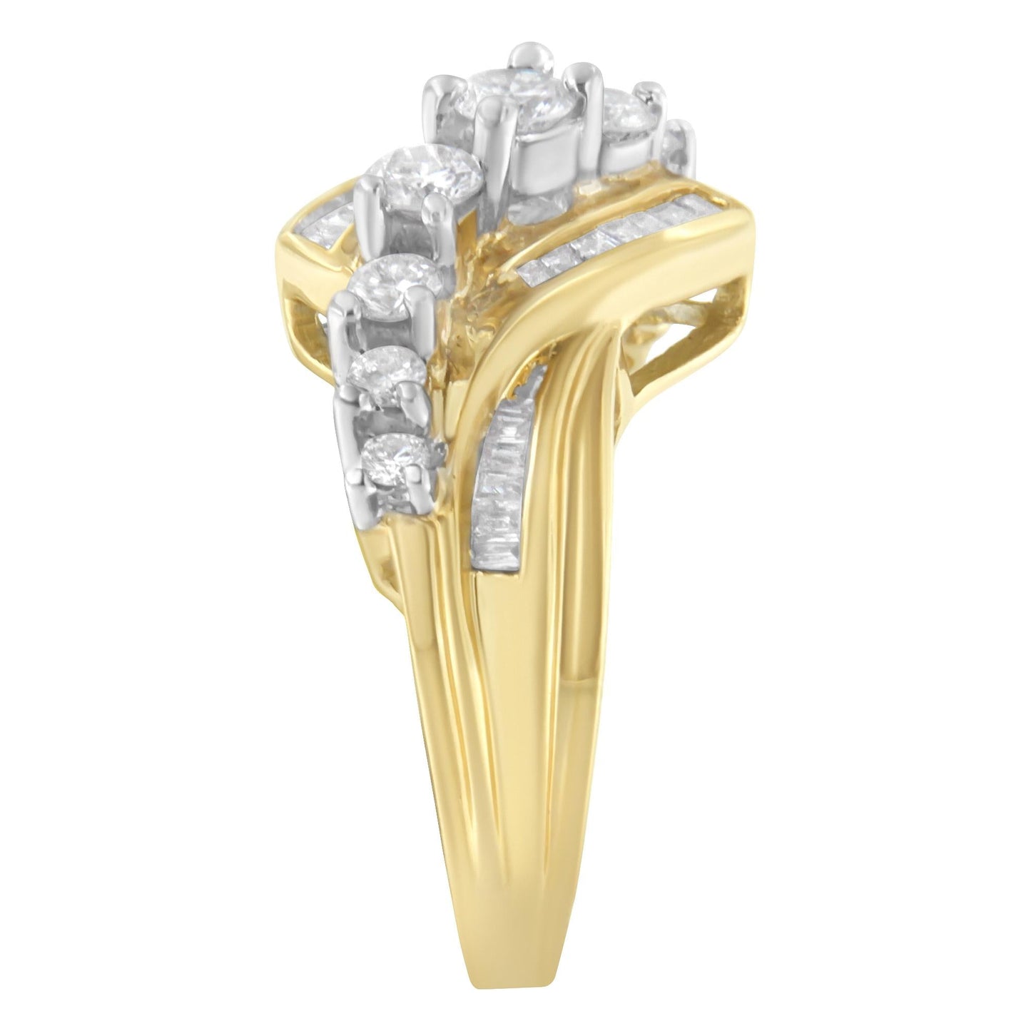 10K Two-Toned Diamond Bypass Ring (1 Cttw, H-I Color, SI2-I1 Clarity)-4