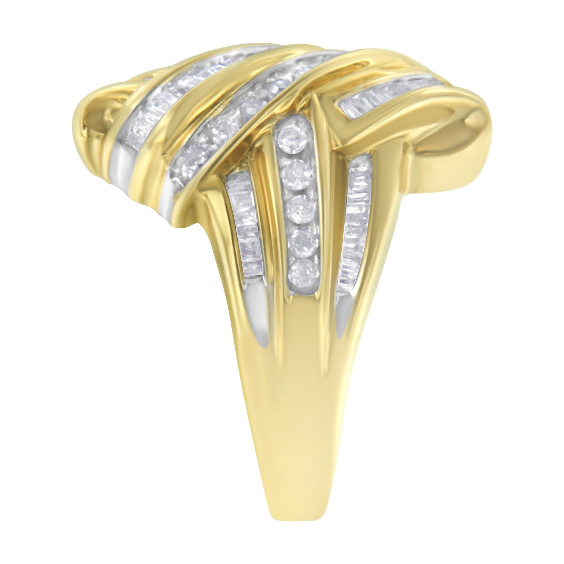 10K Yellow Gold Diamond Bypass Ring (1.0 cttw, H-I Color, I2-I3 Clarity)-4