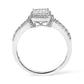 .925 Sterling Silver 1/4 Cttw Princess-cut Diamond Composite Ring with Beaded Halo (H-I Color, SI1-SI2 Clarity)-4