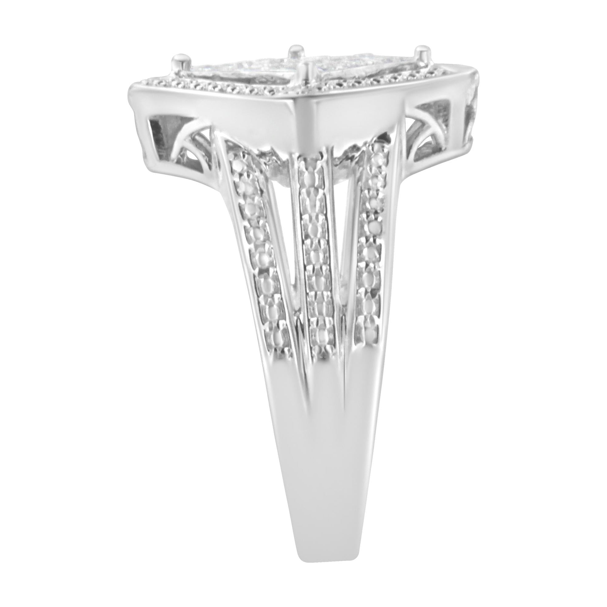 .925 Sterling Silver 2/5 Cttw Princess Cut Diamond Square On Point Cluster Composite Cocktail Ring (H-I Color, SI1-SI2 Clarity)-4