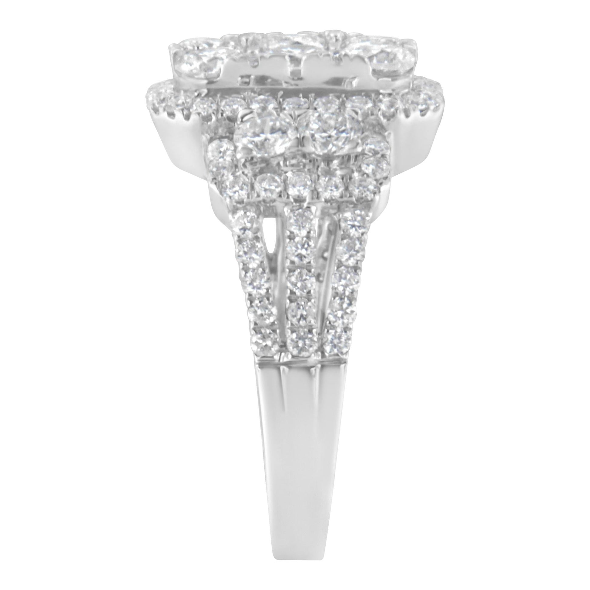 14K White Gold 2 1/4 Cttw Diamond Cocktail Cluster Ring (G-H Color, SI2-I1 Clarity)-4