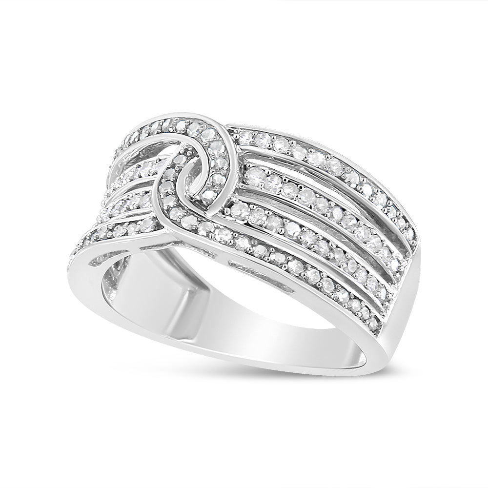 .925 Sterling Silver 1/2 Cttw Diamond Multi-Row Bypass Band Ring (I-J Color, I3 Clarity)-4