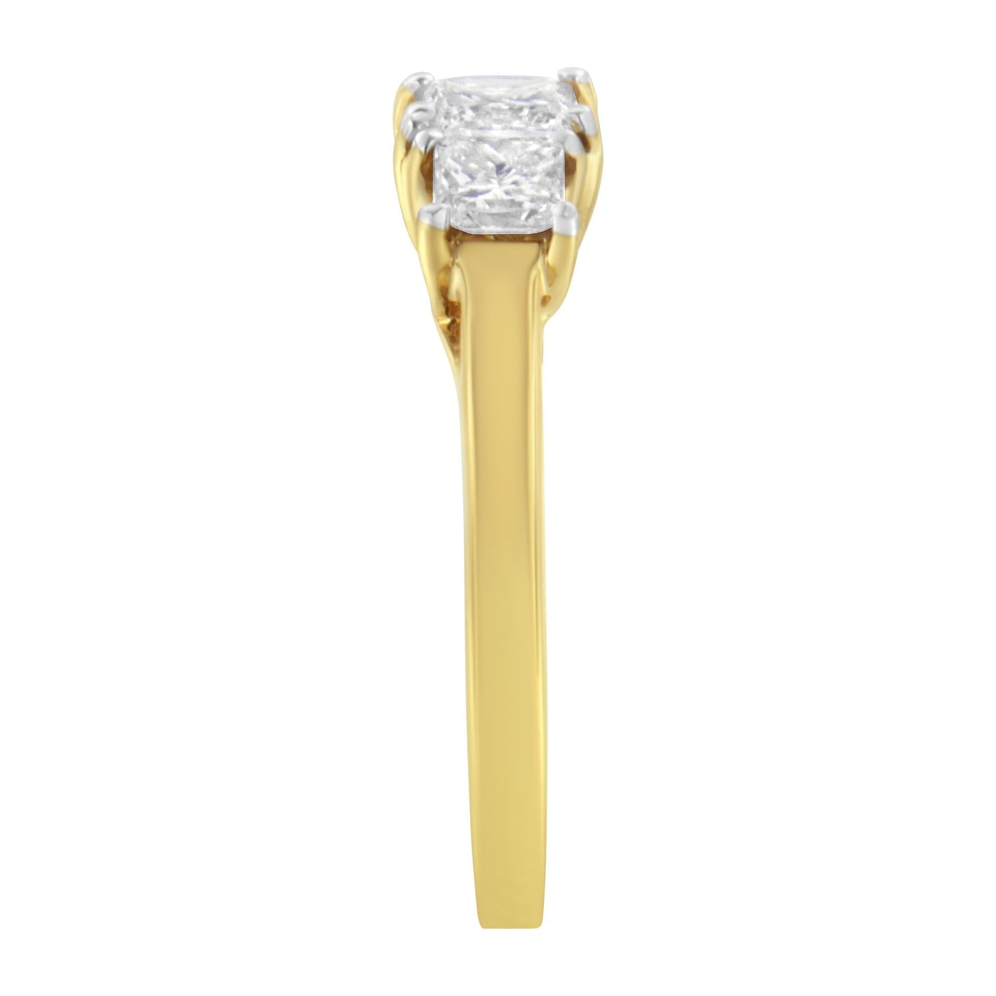 10K Yellow Gold Princess-Cut Diamond Three Stone Band Ring (1 Cttw, J-K Color, I1-I2 Clarity)-4