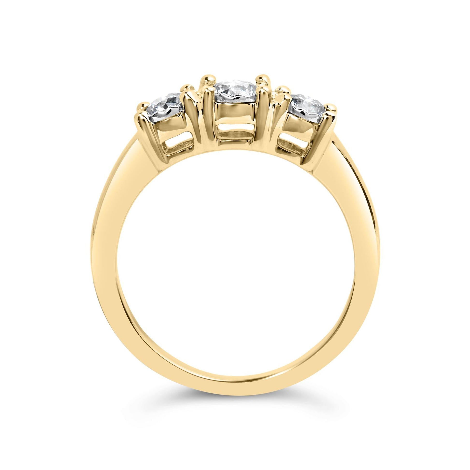 10K Yellow Gold 1/2 Cttw Miracle Set Round Diamond Three Stone Illusion Plate Ring (I-J Color, I2-I3 Clarity)-4