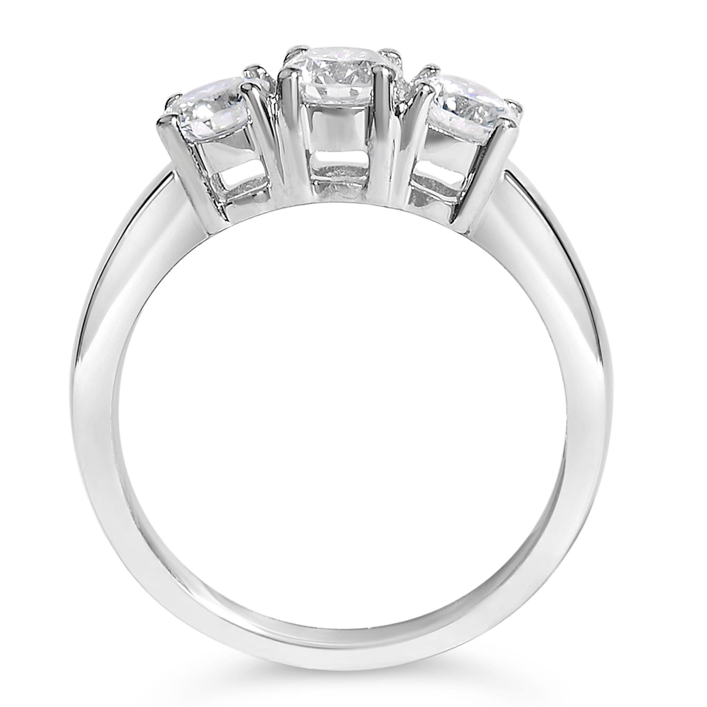 14K White Gold 1.0 Cttw Round Lab Grown Diamond 3 Stone Ring (F-G Color, VS1-VS2 Clarity)-4