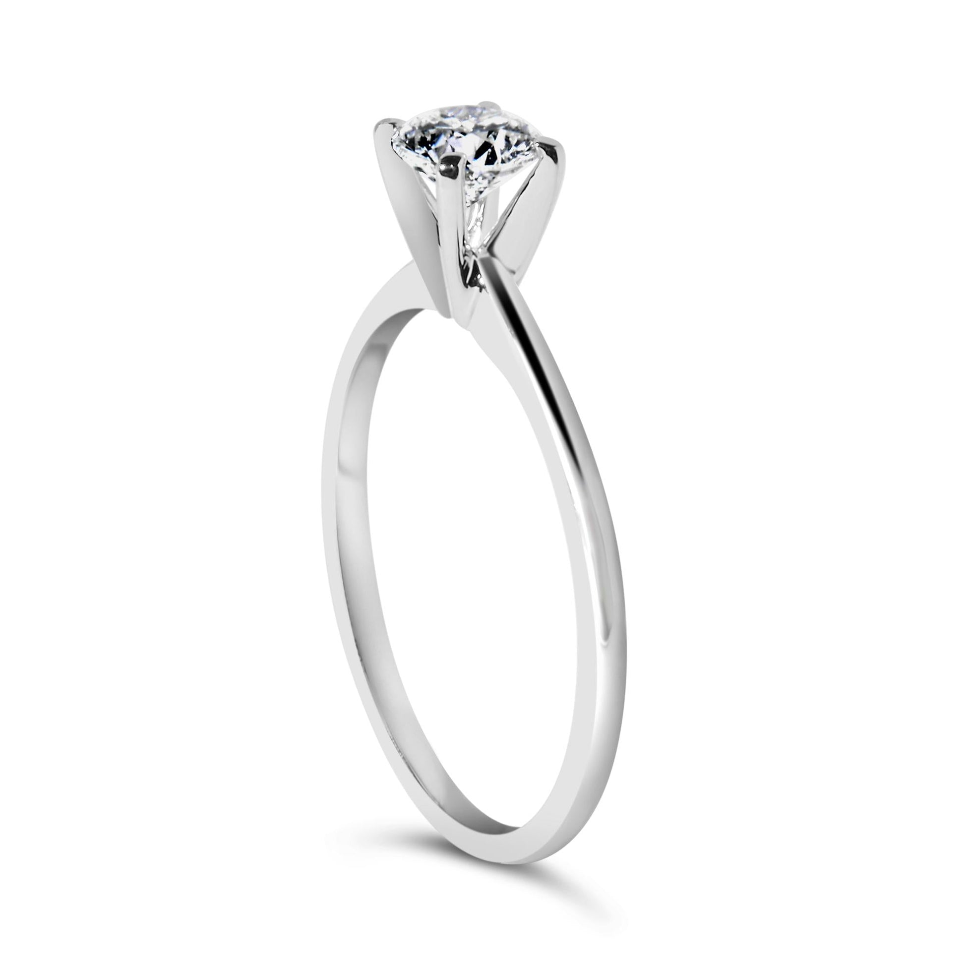 14K White Gold 1/2 Cttw Round Lab Grown Diamond 4 Prong Solitaire Engagement Ring (F-G Color, VS2-SI1 Clarity)-4