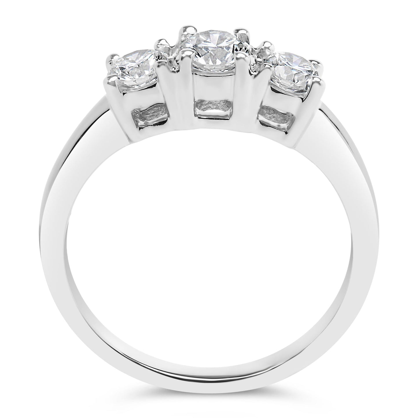 14K White Gold  3/4 Cttw Lab Grown Diamond 3 Stone Ring Band (F-G Color, VS2-SI1 Clarity)-4