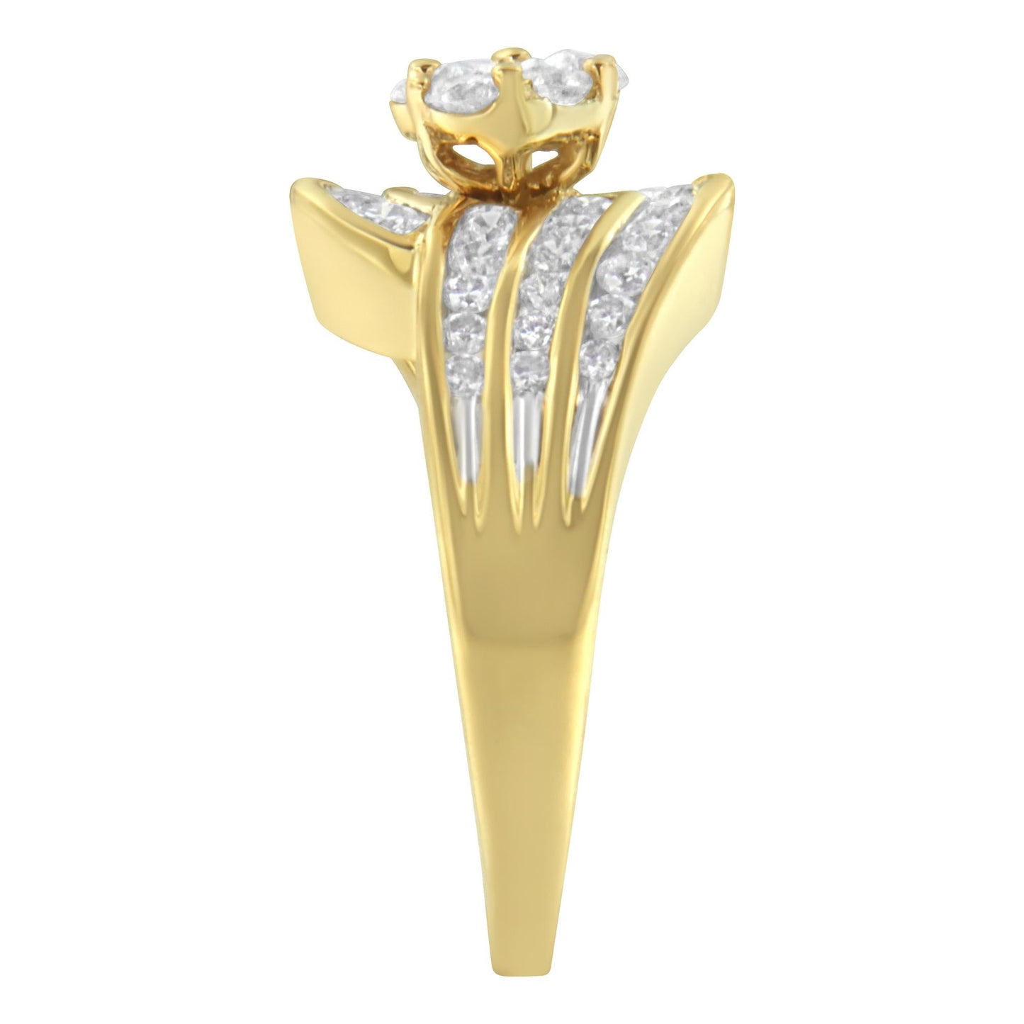 14K Yellow Gold Diamond Cocktail Bypass Ring (1 1/2 Cttw, H-I Color, SI2-I1 Clarity)-4