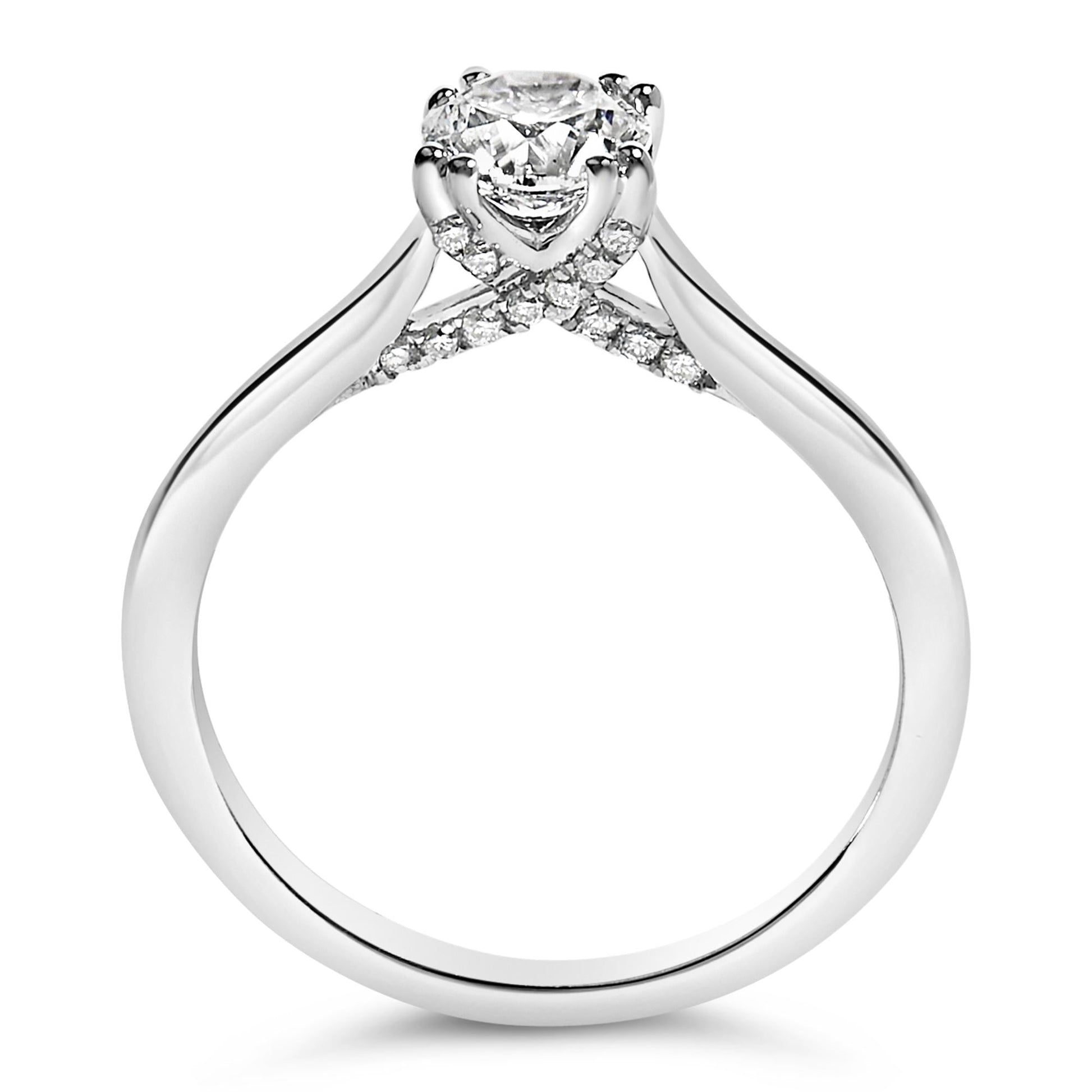 14K White Gold 7/8 Cttw Lab Grown Diamond Solitaire Cathedral Style Engagement Ring (F-G Color, VS1-VS2 Clarity)-4