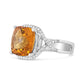 14K White Gold 12mm Cushion Cut Yellow Citrine Gemstone and 1/3 Cttw Round Pave-Set Diamond Ring - (H-I Color, VS1-VS2 Clarity)-4