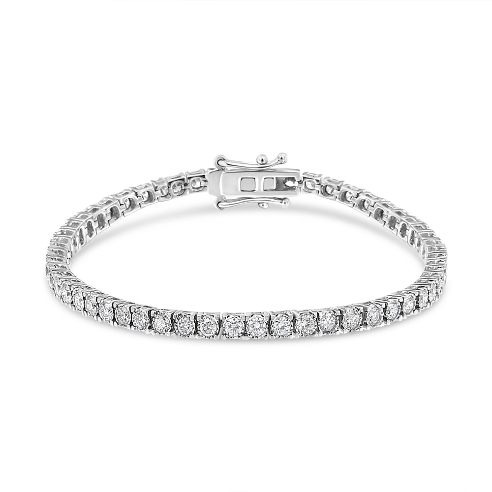 14K White Gold 3.0 Cttw Miracle Set Round-Cut Lab Grown Diamond Illusion 7" Tennis Bracelet (F-G Color, VS2-SI1 Clarity)-4