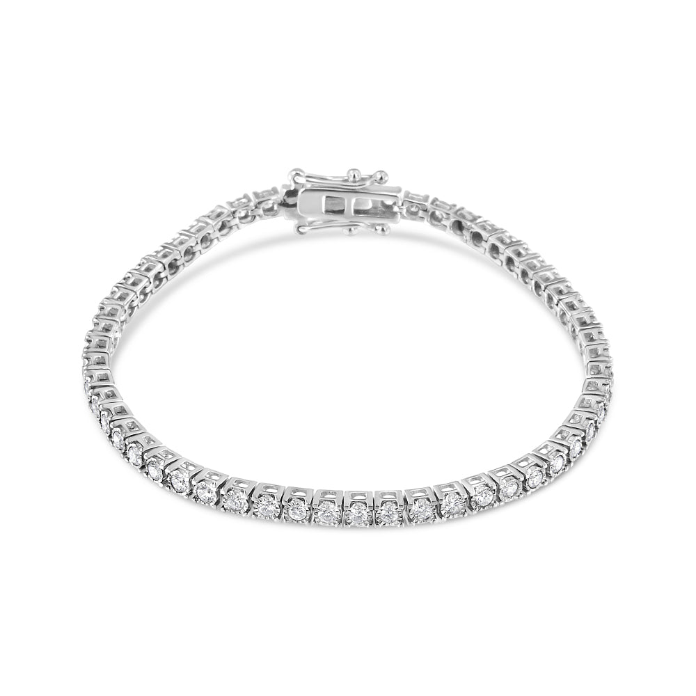 14K White Gold 2.0 Cttw Miracle Set Round-Cut Lab Grown Diamond Illusion 7" Tennis Bracelet (F-G Color, VS2-SI1 Clarity)-4