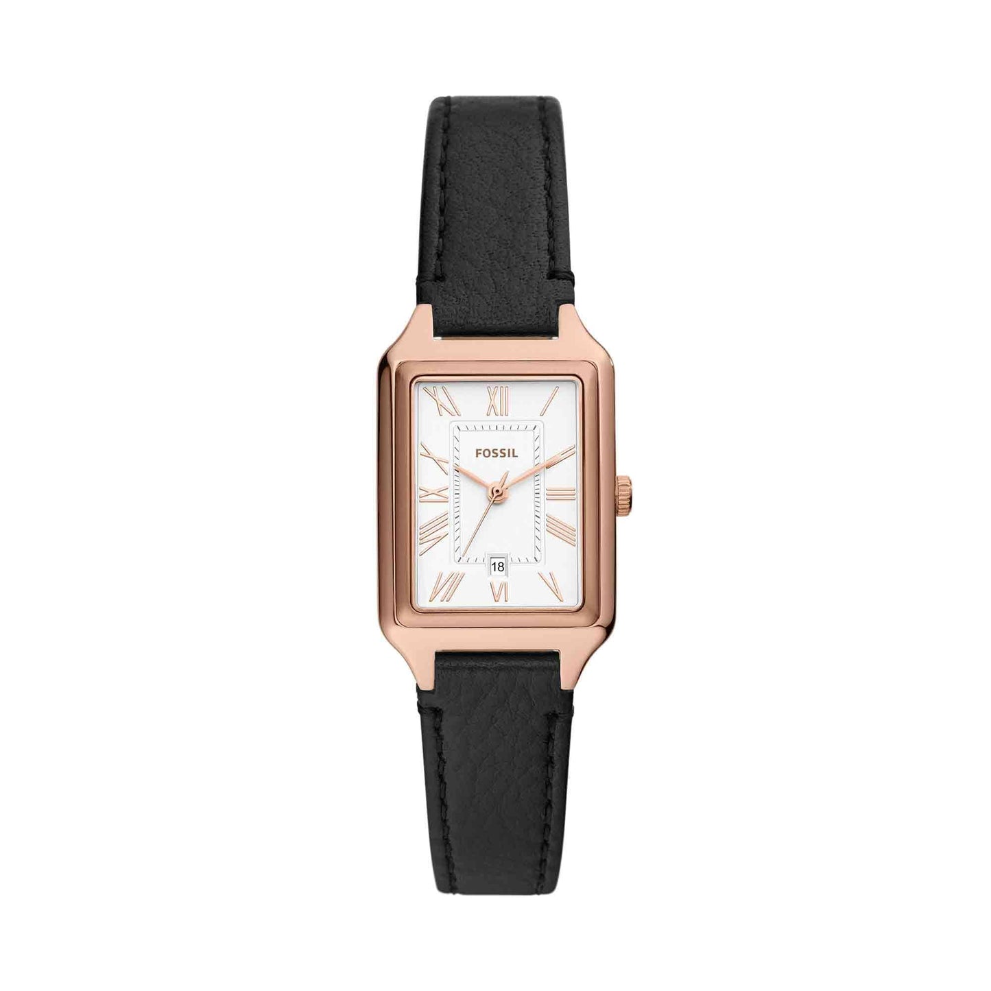 Fossil Raquel Women's Watch with Rectangular Case and Stainless Steel Bracelet or Leather Band