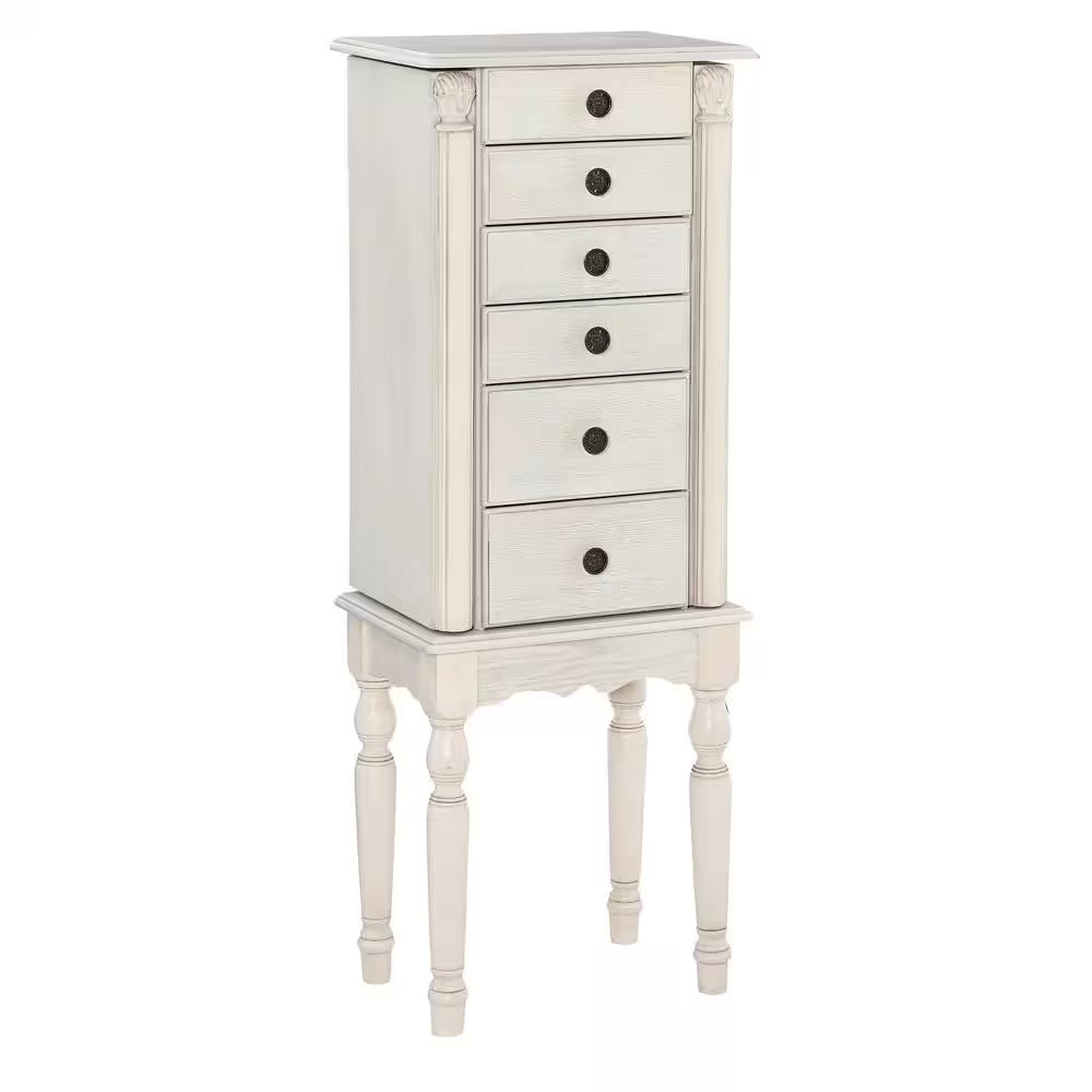 Elaina off White Jewelry Armoire 13.5 In. W X 9.5 In. D X 37 In. H