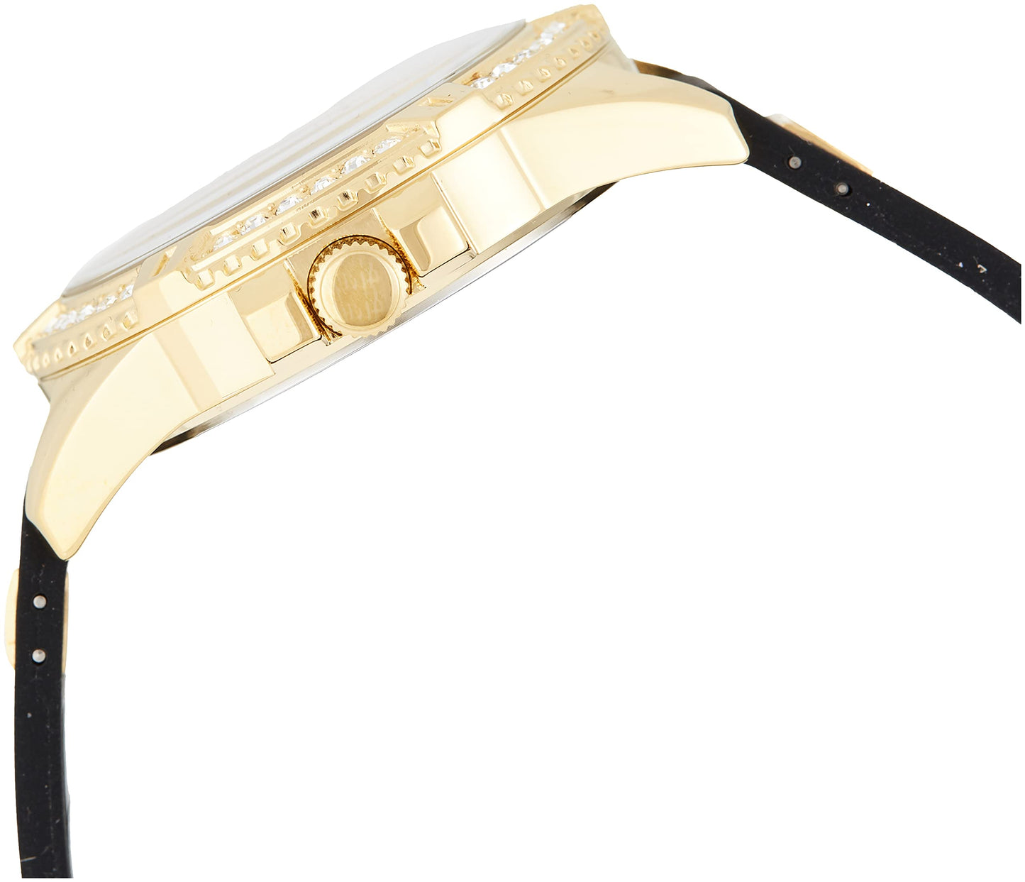 GUESS Gold-Tone Stainless Steel Crystal Encrusted Dial with Black Stain Resistant Silicone Watch