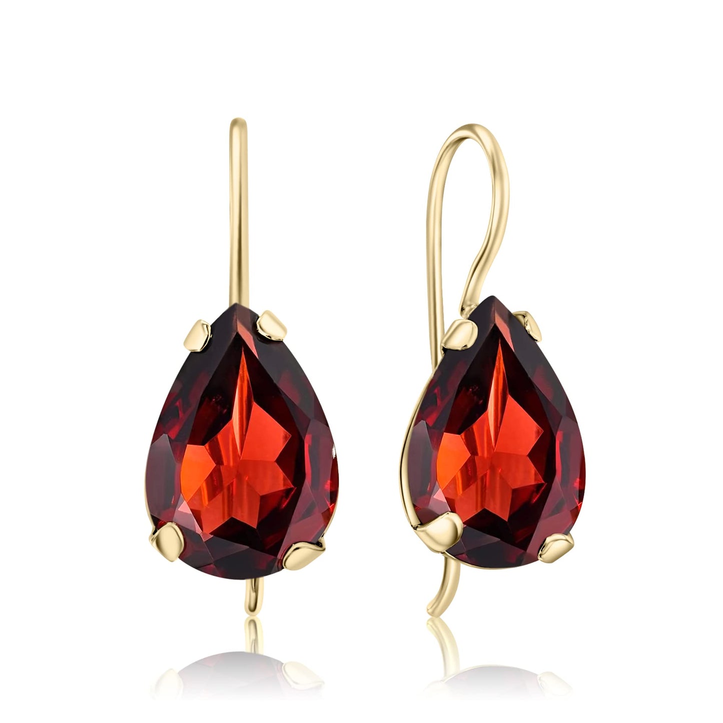 14K Gold Garnet Drop Dangle Earrings