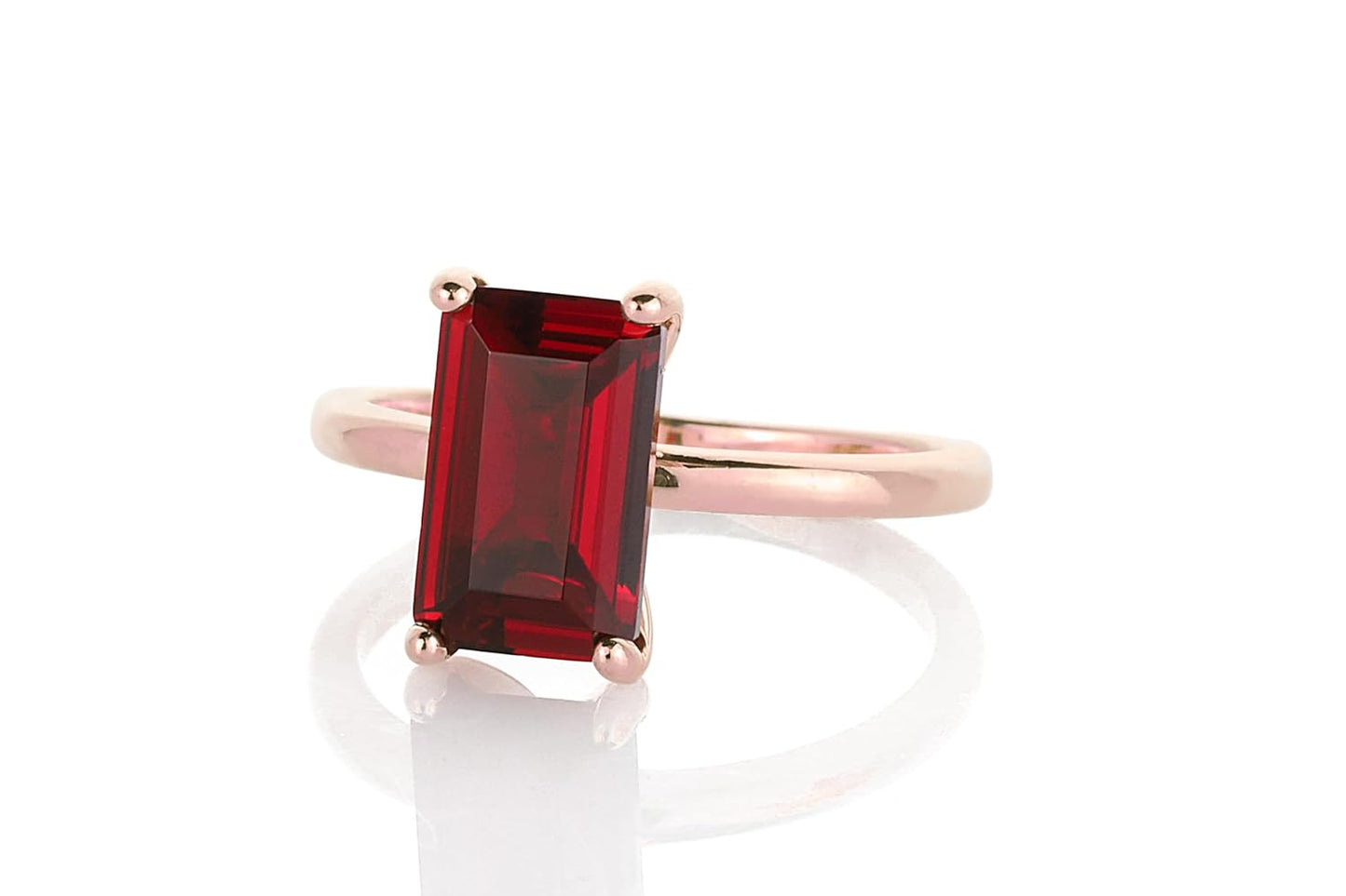 14K Garnet Ring for Women - Rectangular January Birthstone in Gold-Filled Band - Red Jewelry for Any Occasion - Handmade Design