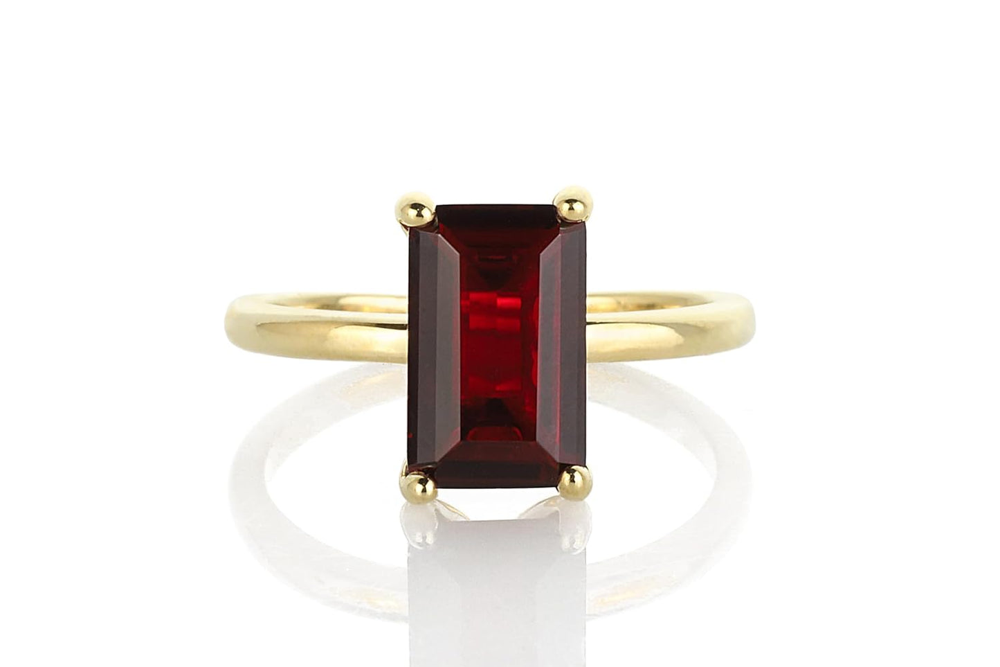 14K Garnet Ring for Women - Rectangular January Birthstone in Gold-Filled Band - Red Jewelry for Any Occasion - Handmade Design