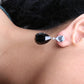 18K White Gold 1/5 Cttw Diamond with Pear Cut Sky Blue Topaz and Pear-Cut Black Onyx Gemstone Dangle Earring (G-H Color, SI1-SI2 Clarity)