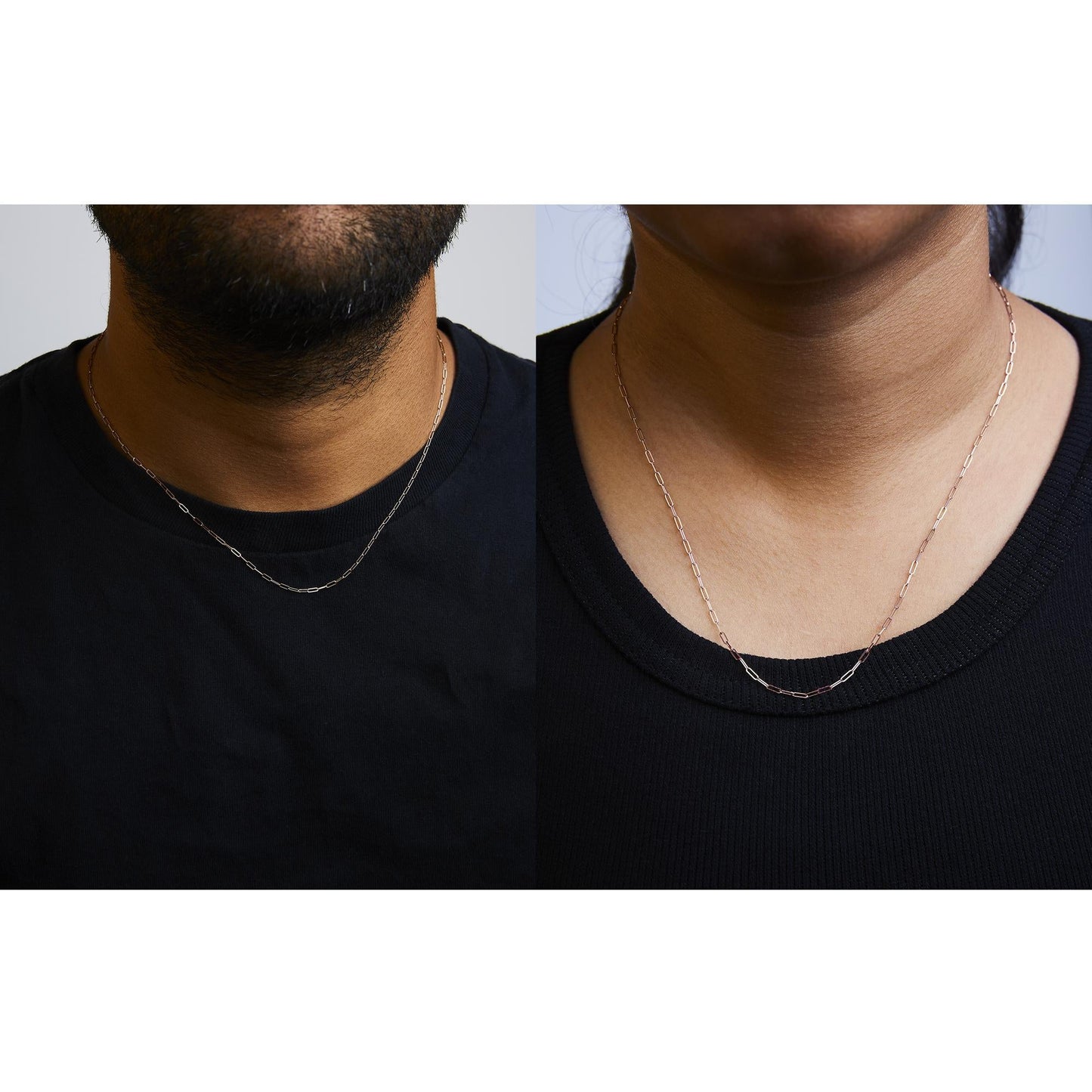 Unisex Solid 14K Gold 1.5mm Paperclip Chain Necklace - Choice of Length and Metal Color