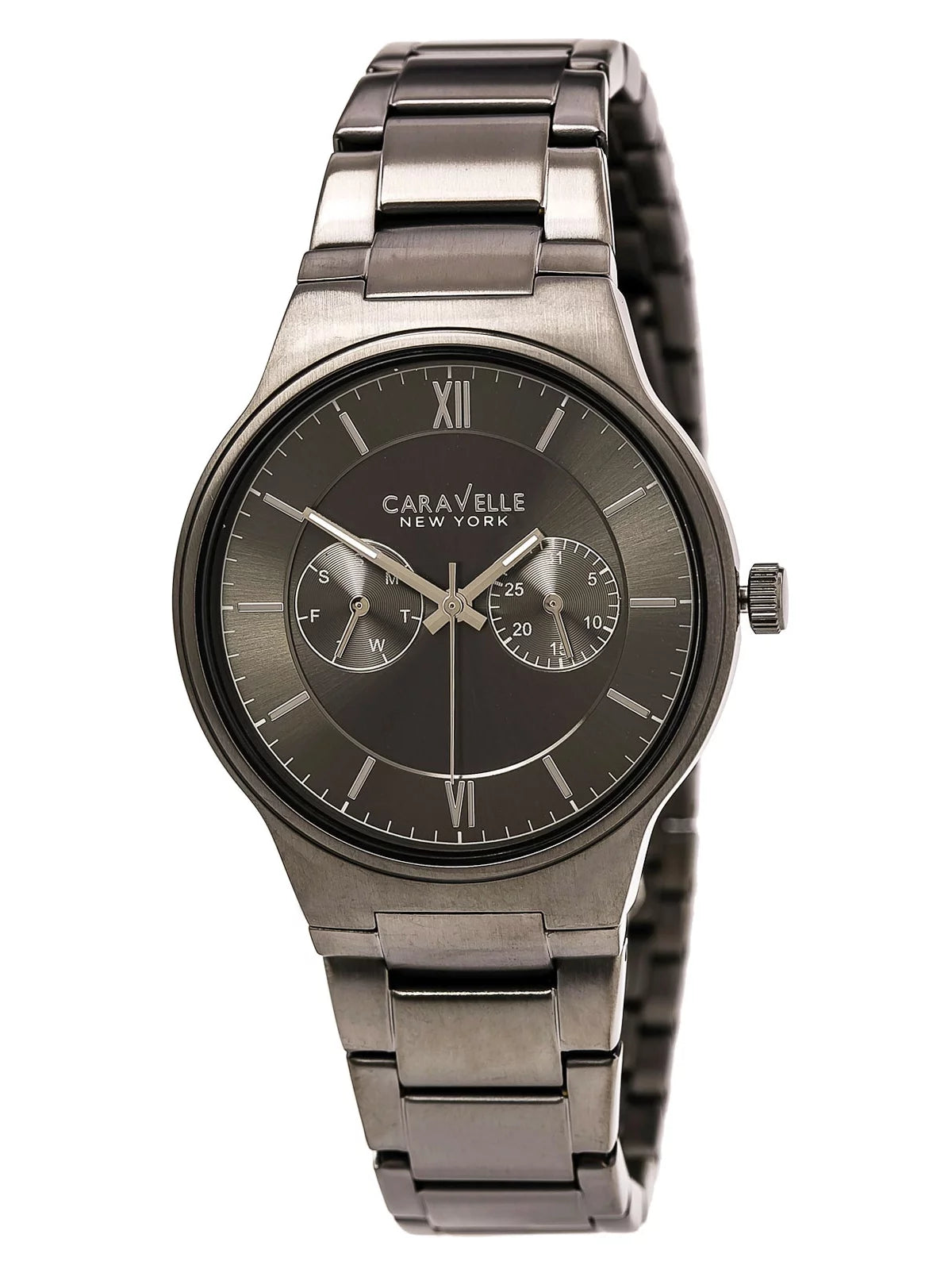 45A136 Men'S Dress Grey Dial Gunmetal IP Stainless Steel Bracelet Watch