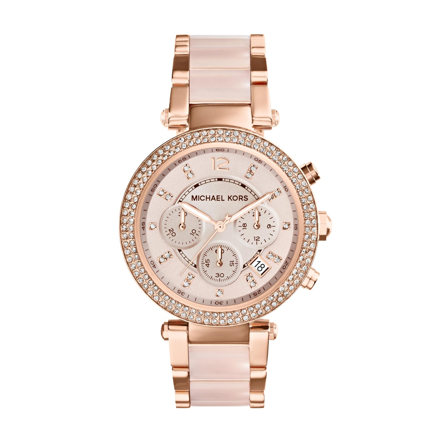 Michael Kors Parker Women's Watch, Stainless Steel and Pavé Crystal Watch for Women with Steel, Leather, or Silicone Band