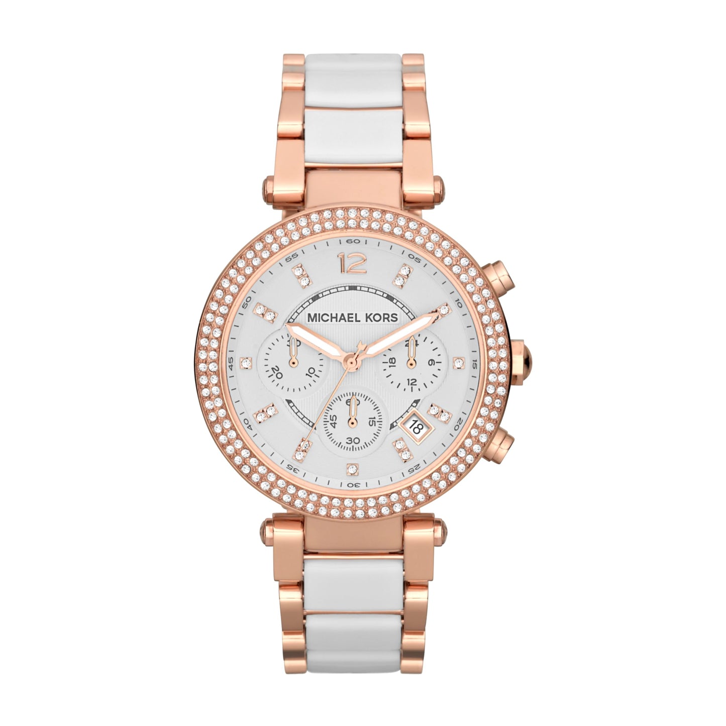 Michael Kors Parker Women's Watch, Stainless Steel and Pavé Crystal Watch for Women with Steel, Leather, or Silicone Band