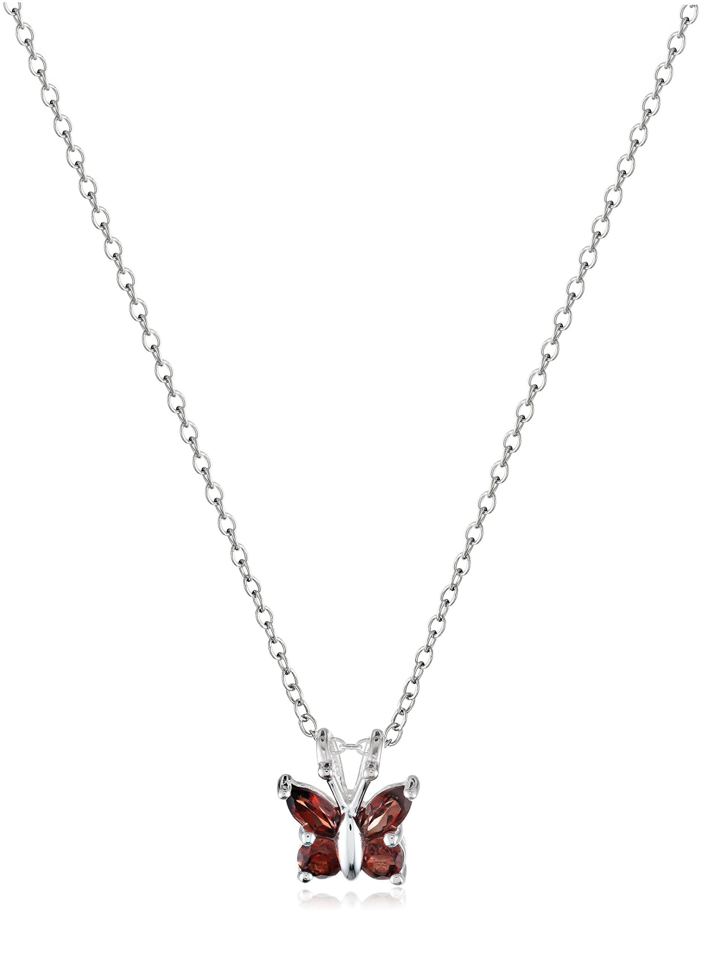 .925 Sterling Silver Gemstone Butterfly Pendant Necklace, 18" (previously Amazon Collection)