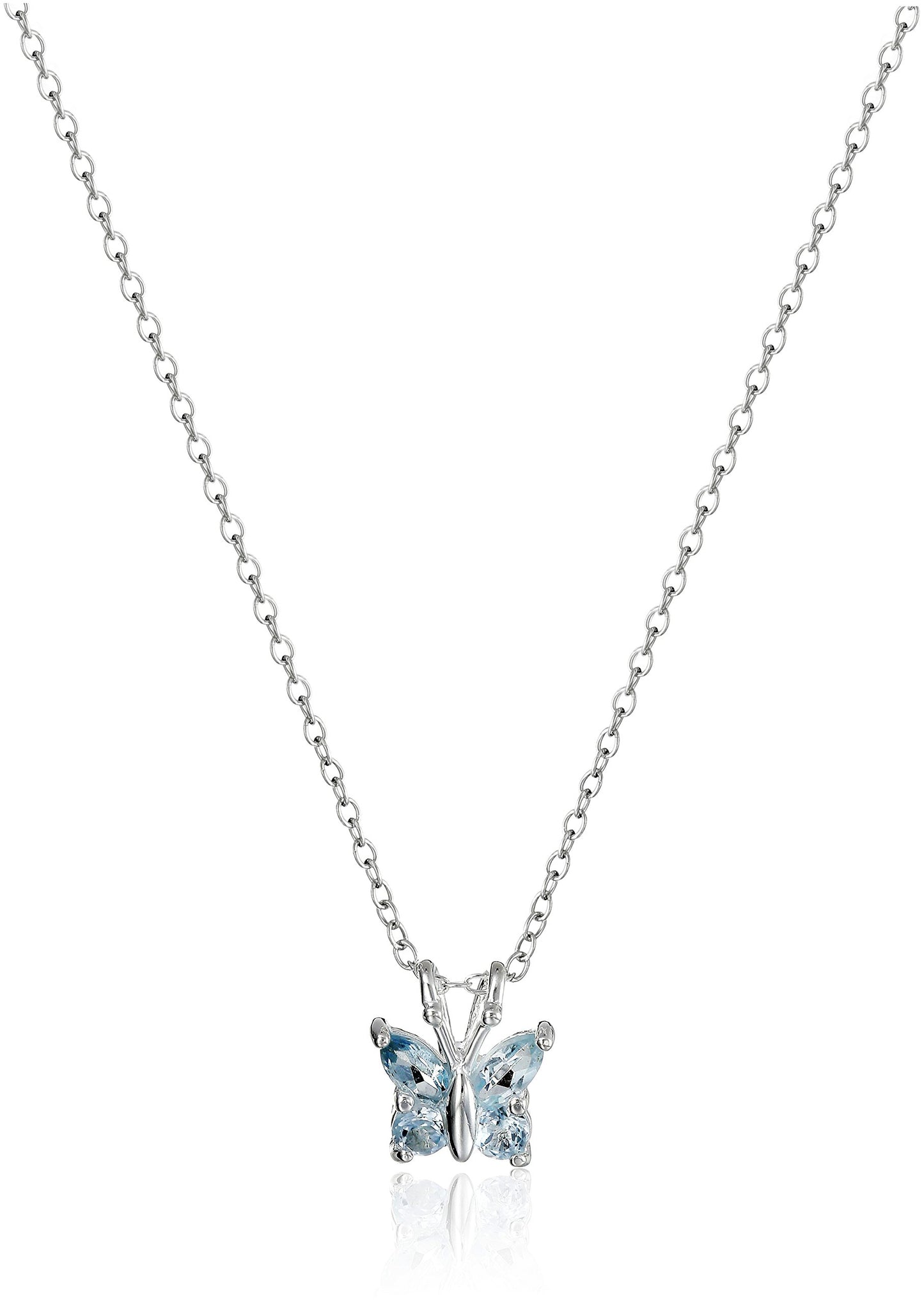 .925 Sterling Silver Gemstone Butterfly Pendant Necklace, 18" (previously Amazon Collection)