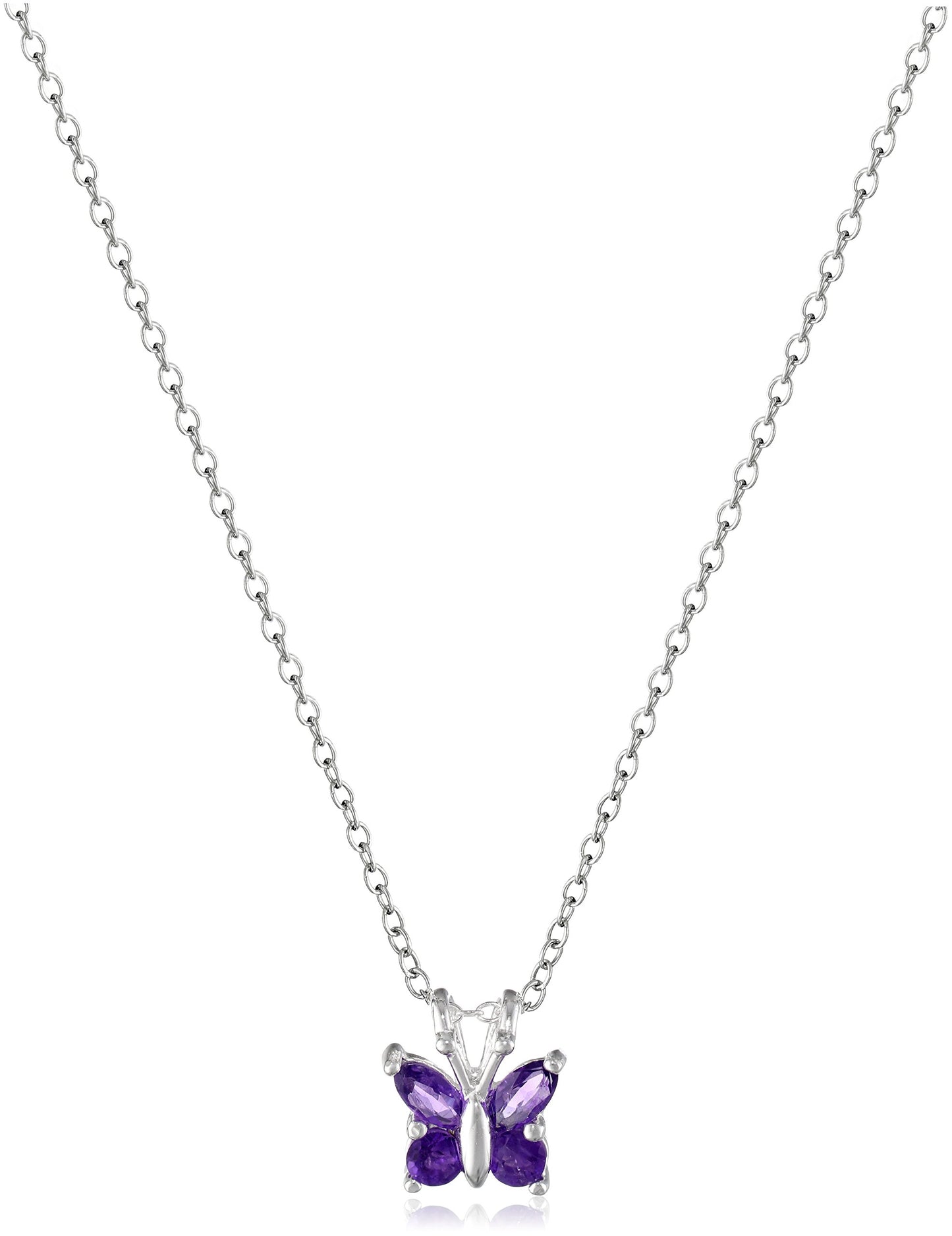 .925 Sterling Silver Gemstone Butterfly Pendant Necklace, 18" (previously Amazon Collection)