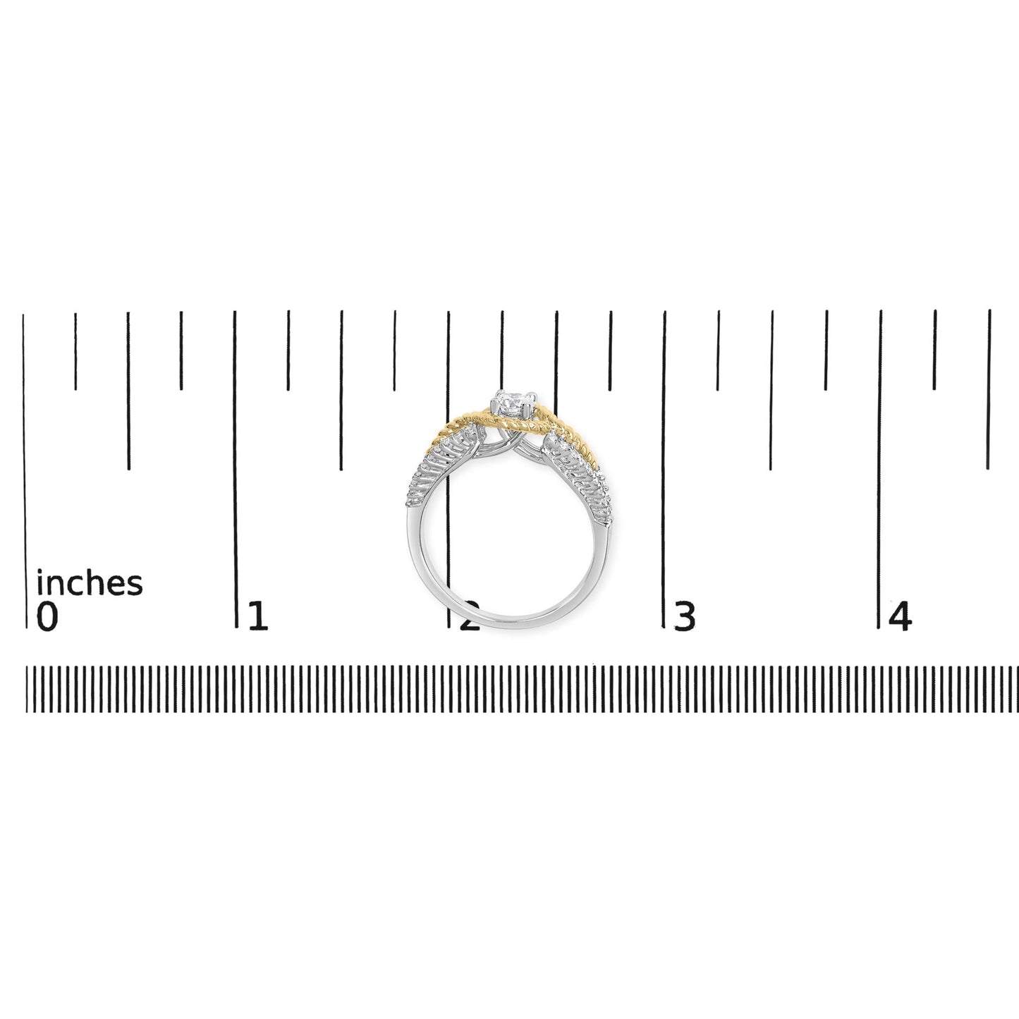 14K Two-Toned Gold Diamond 3/8 Cttw Diamond Split Shank and Beaded Halo Engagement Ring (G-H Color, VS2-SI1 Clarity) - Size 7-4