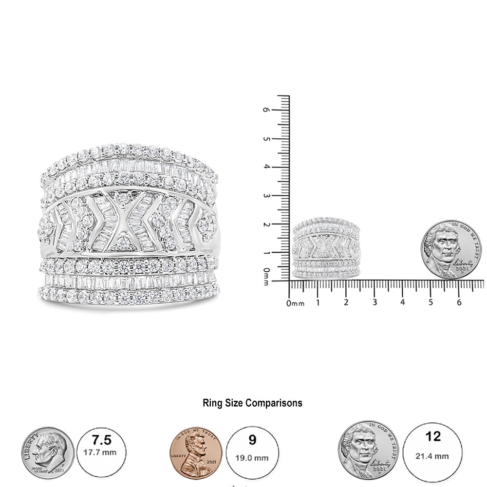 .925 Sterling Silver 2.0 Cttw Diamond Edge Multi-Row Ring Band ( J-K Color, I3 Clarity)-4