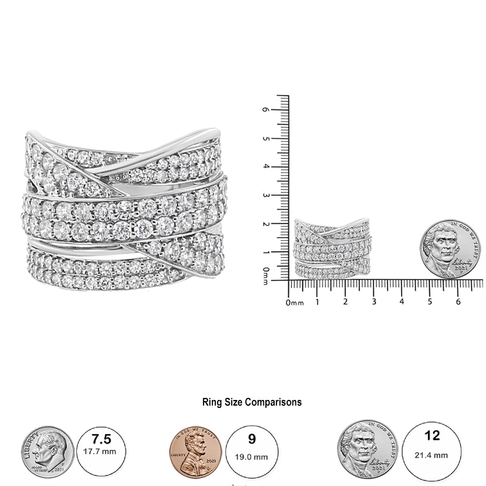 .925 Sterling Silver 2.00 Cttw Round-Cut Diamond Overlapping Bypass Band Ring (I-J Color, I2-I3 Clarity)-4