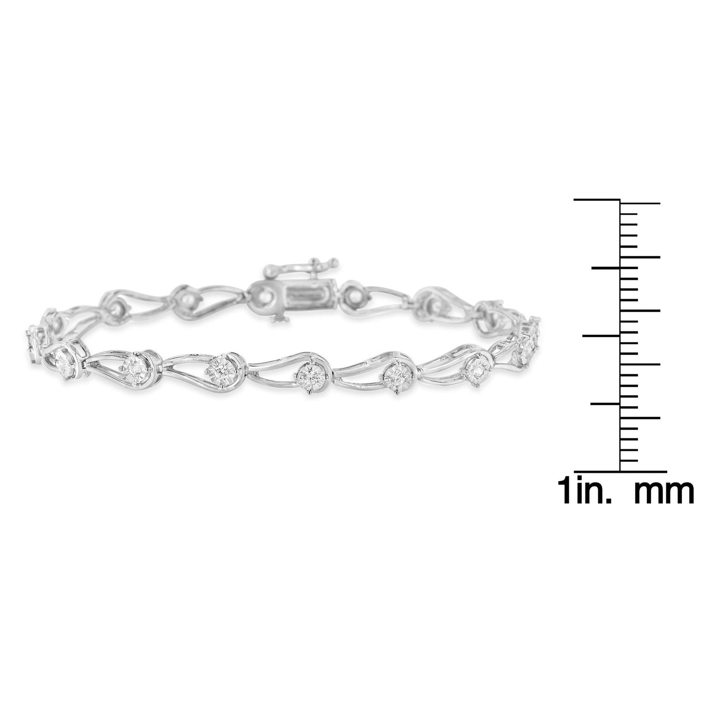 Sterling Silver Rose Cut Diamond Fashion Tennis Bracelet (0.5 cttw, I-J Color, I2-I3 Clarity)