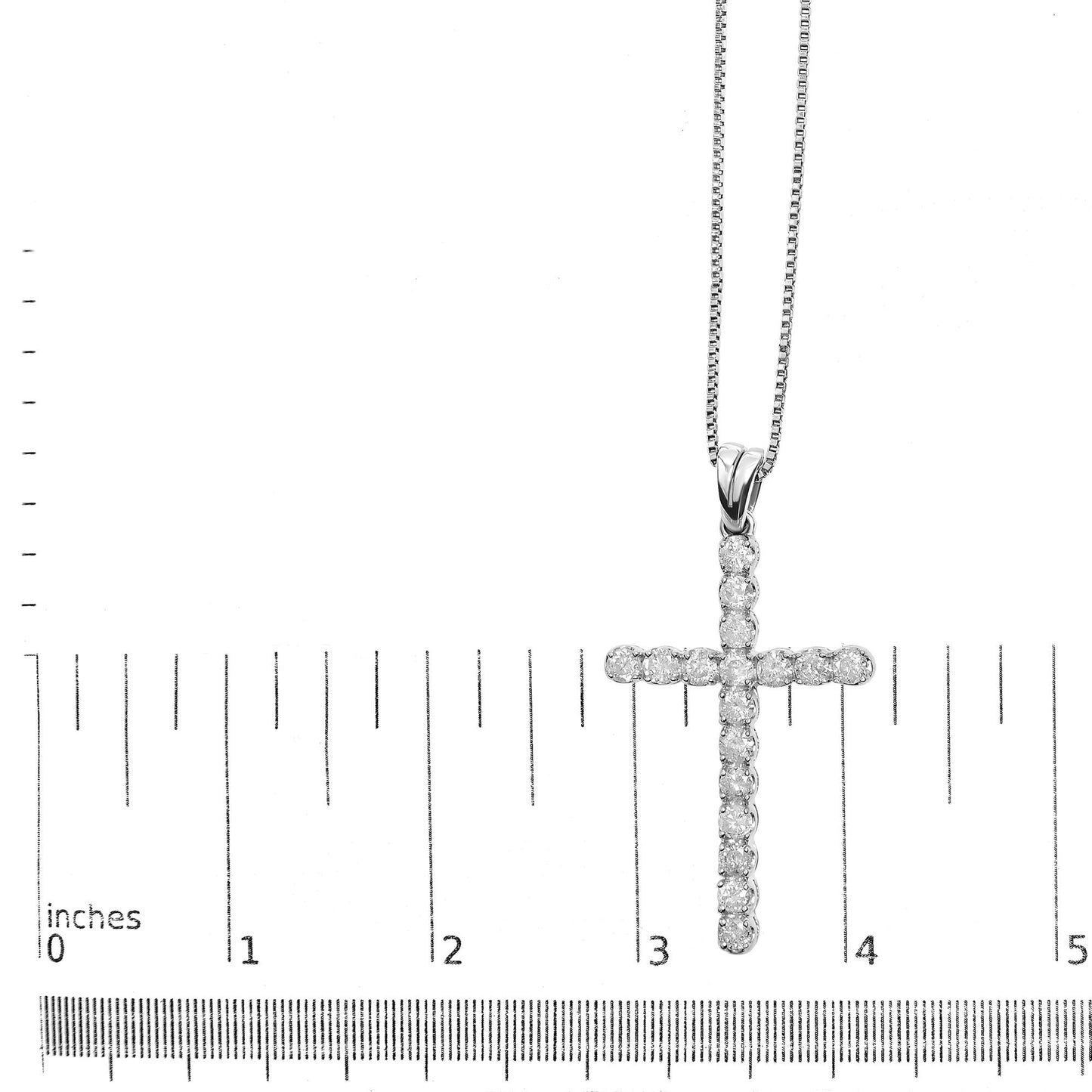 .925 Sterling Silver 1.0 Cttw Diamond Classic Cross 18" Pendant Necklace (I-J Color, I2-I3 Clarity)