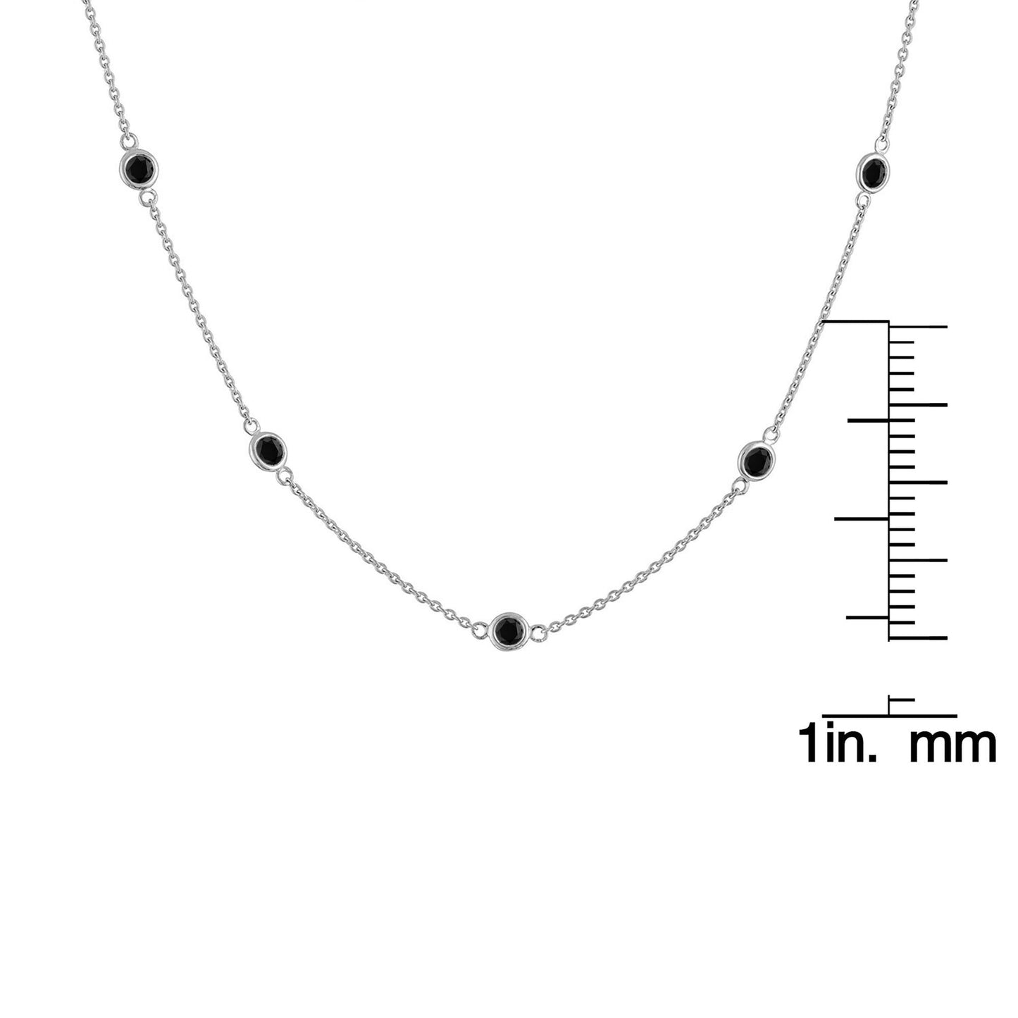 .925 Sterling Silver 1 Cttw Treated Fancy Black Diamond Station Necklace (I1-I2 Clarity) - 18” 